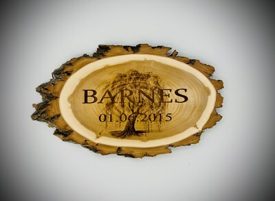 Willow Wood Slice with Laser Engraved Willow Tree Background. Add Your  Personalization. 9 x 12 inches x 1 inch thick.
